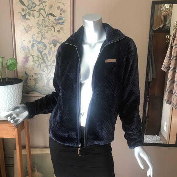 Columbia Fire Side II Sherpa Full Zip Fleece Woman’s XS Dark Navy Blue Jacket - Picture 5 of 14